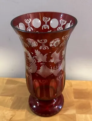 Victorian Late 19th Century Cranberry Coloured Glass Vase • £75
