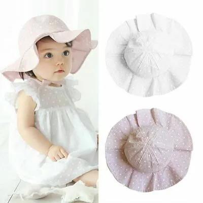 Toddler Baby Kid Girl Outdoor Sun Hat Brim Summer Bucket Hats Beach Headwear Cap • £3.32