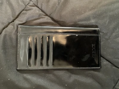 $37 • Buy Vintage Gucci Black Leather Wallet Checkbook RARE
