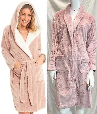 Thick Ladies Womens Soft Cosy Fluffy Bathrobe Warm Dressing Gown BathRobe XMAS • £13.99