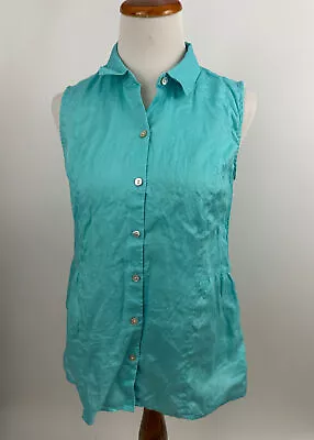 J. JILL Aqua Blue Linen Sleeveless Top Women's PXS • $19.60