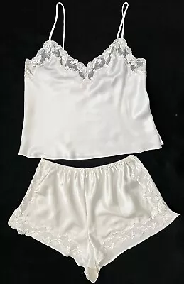 VICTORIA'S SECRET Ivory Satin Tap Pant & Camisole Size Small • $9.99