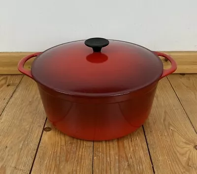 Cousances Le Creuset Casserole Dish 28cm Large Red Cast Iron Enamel Round Vntg  • £100