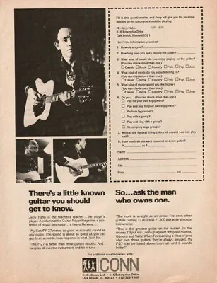 1976 Conn F-27 / Jerry Hahn - Vintage Guitar Ad • $10.74