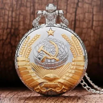 Mechanical Fob Pocket Watch Russian Vintage Golden Soviet Military Pendant • $10.99