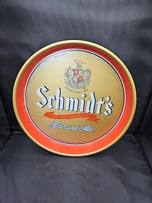 VINTAGE SCHMIDT'S BEER & ALE METAL SERVING TRAY 13” C. Schmidt & Sons Phila. PA • $22.99