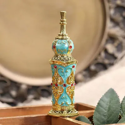 12ml Vintage Enamel Peacock Blue Perfume Bottle Hollow Metal Sub-bottle Reusable • $14.79