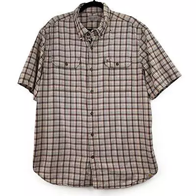 Carhartt Men's Cream Plaid Short Sleeve Shirt Size XL • $24