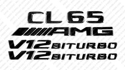 Set Gloss Black Emblem Badge Sticker For Mercedes-Benz V12 Biturbo CL65 AMG C216 • $52.99