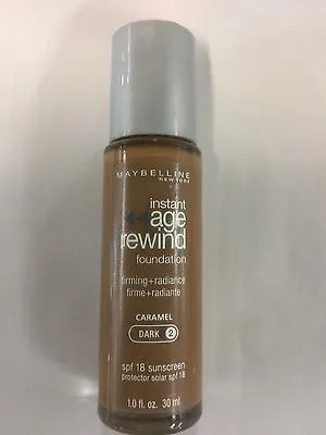 Maybelline Instant Age Rewind Foundation Caramel (Dark-2) Silver Color Cap New . • $14.41