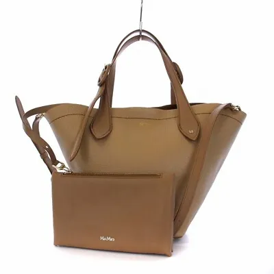 £429.57 • Buy Max Mara 21Aw Maidia My Dear Tote Bag Handbag Shoulder 2Way Leather Beige /Kh