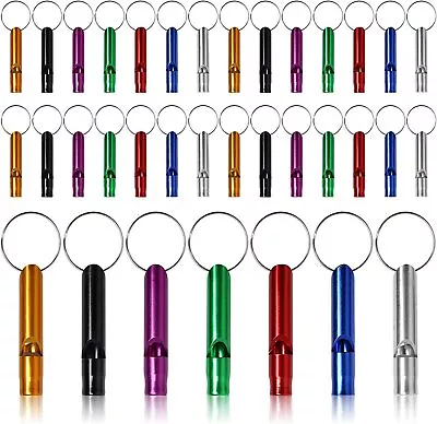 35Pcs Aluminum Safety Whistles Bulk For Women Self Defense 120db Loud W/Keychain • $12.02