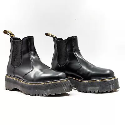 Dr Martens Unisex 2976 Quad Black Leather Platform Chelsea Boots Size M8 W9 • $95