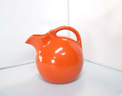 Vintage MCM Orange Pottery Tilted Ball Pitcher • $22