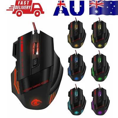 $12.59 • Buy AU 6800DPI LED Wired Optical Backlight Gaming Mouse  FOR PC Laptop 7 Button