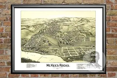 Old Map Of McKees Rocks PA From 1901 - Vintage Pennsylvania Art Historic Decor • $34.99
