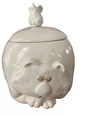 Vintage Fitz And Floyd Cookie Jar  FAT CAT  Mouse On Lid Ceramic 1977 10in READ • $35