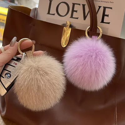 10cm 4  Real Fox Fur Pompom Ball Soft Bag Charm Keyring Bag Purse Pendant Gift • $4