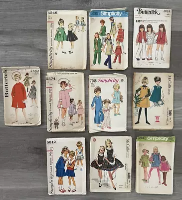 $12 • Buy Lot Of 10 Vintage 1960s 1970's Girls Size 4 Sewing Patterns