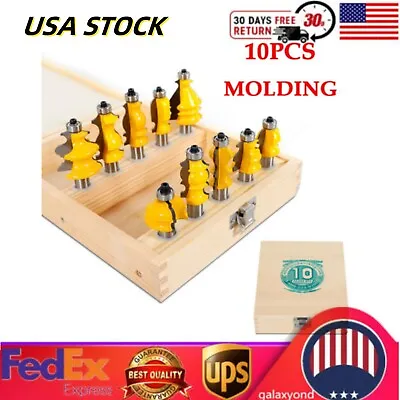 1/2  Shank Architectural Specialty Molding Router Bit Set Woodworking Tool 10pc • $68.40