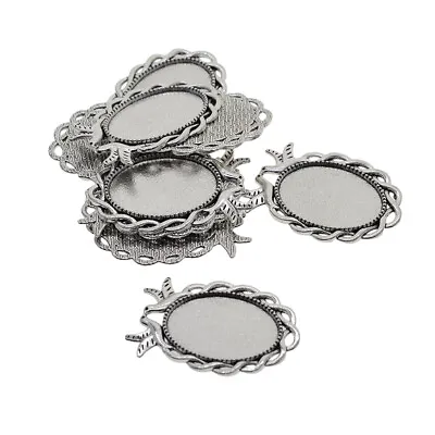 £6.08 • Buy 10 Pendant Trays Cabochons, Oval Blank Base Setting Bezel Frame Metal Cameo For
