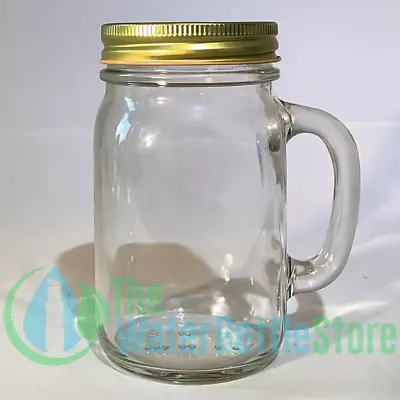 16 Oz Mason Jar Mug Glass Water Bottle Top Reusable Drinking New Lids Handle • $8.28