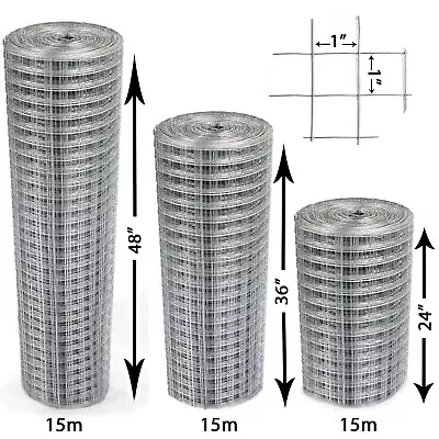 Welded Wire Mesh 1 X1  Galvanised Fence Aviary Rabbit Hutch Chicken Run Coop Pet • £57.99