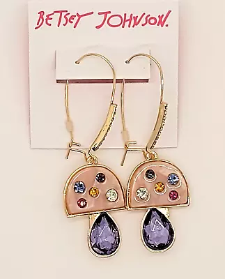 Betsey Johnson Dangle/Drop Mushroom Earrings With Glass Stones • $24.99