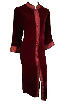 Lady's Red Velvet Caftan Coat Dressing Gown Sz S M8 10 12 VGC  • $55.94