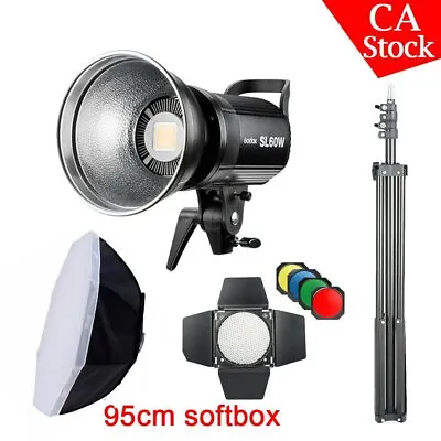 US Godox SL-60W LED Video Light+BD-04 Honeycomb Set+95cm Softbox Light Stand Kit • $153