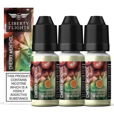 Liberty Flights E Liquid 10ml Cherry Menthol XO Vape Juice 12mg 50/50 Pack Of 3 • £9.99