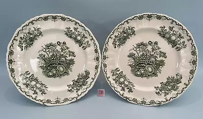 Vintage Masons Green Fruit Basket Dinner Plates X 2 - 10  • £24.99