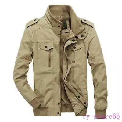 Men's Bomber Jacket Coats Military Army Slim Fit Stand Collar Pocket Zipper 2023 • $64.39