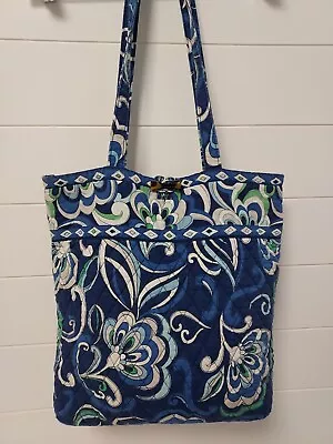 Vera Bradley Mediterranean Blue Shoulder Tote Bag Toggle Closure Large • $16.99