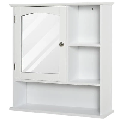 £29.99 • Buy Kleankin Wall Mounted Bathroom Mirror Glass Storage Cabinet Cupboard With Shelf