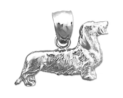 Rhodium Plated 925 Sterling Silver 18MM Wire Haired Dachshund Charm • $38.99