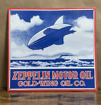 1991 AAA Sign Co. Zeppelin Motor Oil Gold-wing Oil Co Metal Gas Station Sign • $38.99