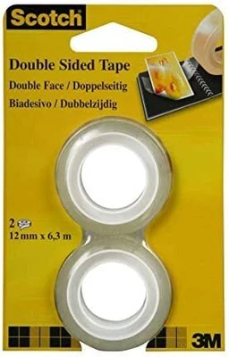 £8.12 • Buy 3M Scotch Refill Rolls Of Double-Sided Adhesive Tape 6.3 M X 12 Mm Pack Of 2