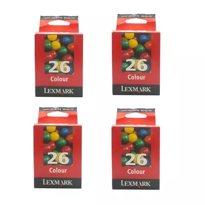 4x Original Lexmark Ink Cartridge 26 For I3 X1100 X1110 Z500 Z600 X74 X75 • £19.70