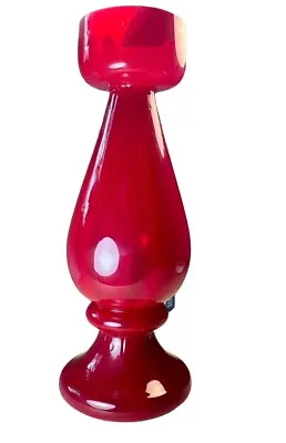 Antique Red Glass Hyacinth Bulb Forcing Vase Hand Blown Extra Tall 9.5” Tall • $36