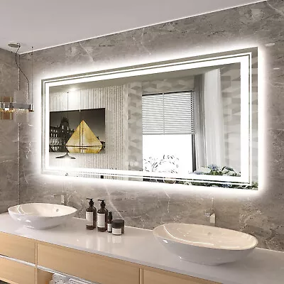 Jumbo LED Bathroom Mirror Illuminated Wall-Mounted Vanity Anti-Fog With Plug • $379.92