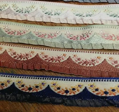 Vintage Embroidered Ruffle Lip Rayon Silk  5/8  Trim 1yd Made In France • $14.99