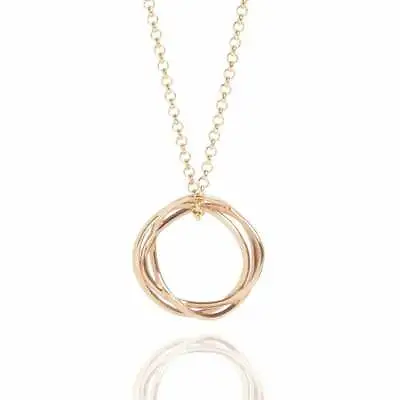 Rose Gold Silver Circle Necklace Entwined - Gold Plated - Karma Pendant MURU • £29.95