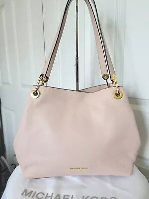 Michael Kors Raven Pebble Soft Pink / Gold Leather Large Shoulder Tote Bag • $139.99