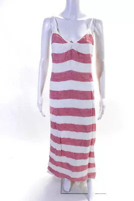 Island Company Womens Linen Striped Sleeveless A-Line Maxi Dress White Size S • $41.49