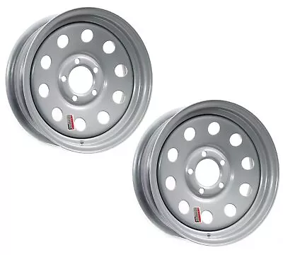 Two Boat Trailer Rims Wheels 14 X 5.5 In. 5 Lug Hole Bolt Silver Modular Design • $113.97