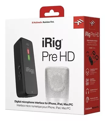 IK Multimedia IRig Pre HD High Definition Microphone Interface For IOS/MAC/PC • $119.99