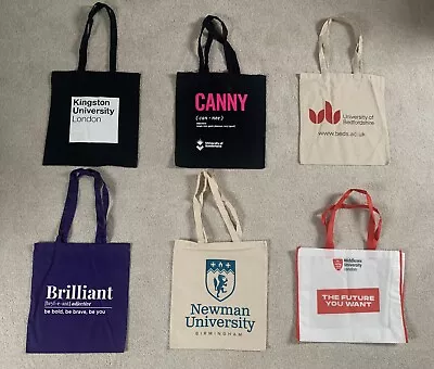 6 University Printed Tote Bags | New Canvas Tote Bags • £14.95