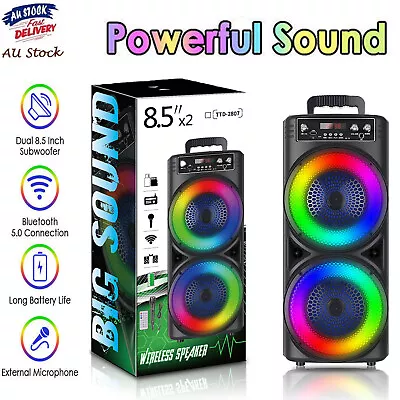 8.5'' Dual Bluetooth Sub Woofer Speaker Heavy Bass Sound System Party&Mic 20W  • $74.94