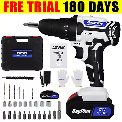 21V Cordless Hammer Drill Set Electric Impact Driver Screwdriver Battery Light • £20.80